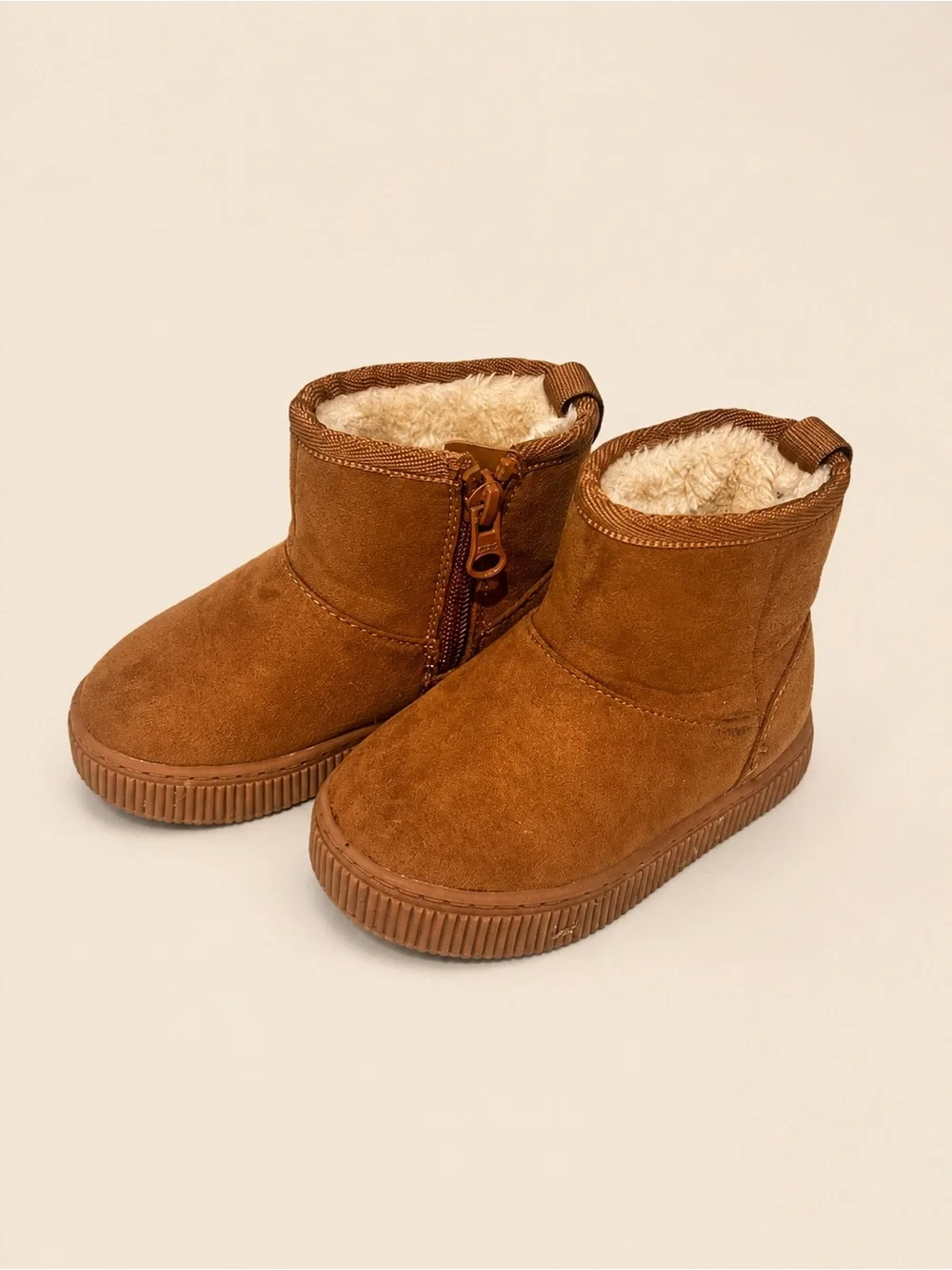 Cat & Jack Kids Tan Suede-Look Fleece Lined Ankle Boots